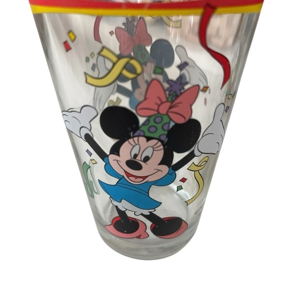 Disney Minnie and Mickey set of two Glasses 6 inch Marked Gibson Tumblers  8 oz - Picture 2 of 5